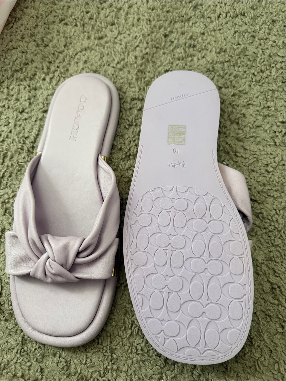 Coach Lavender Knot Leather Slide Sandals - Picture 3 of 16